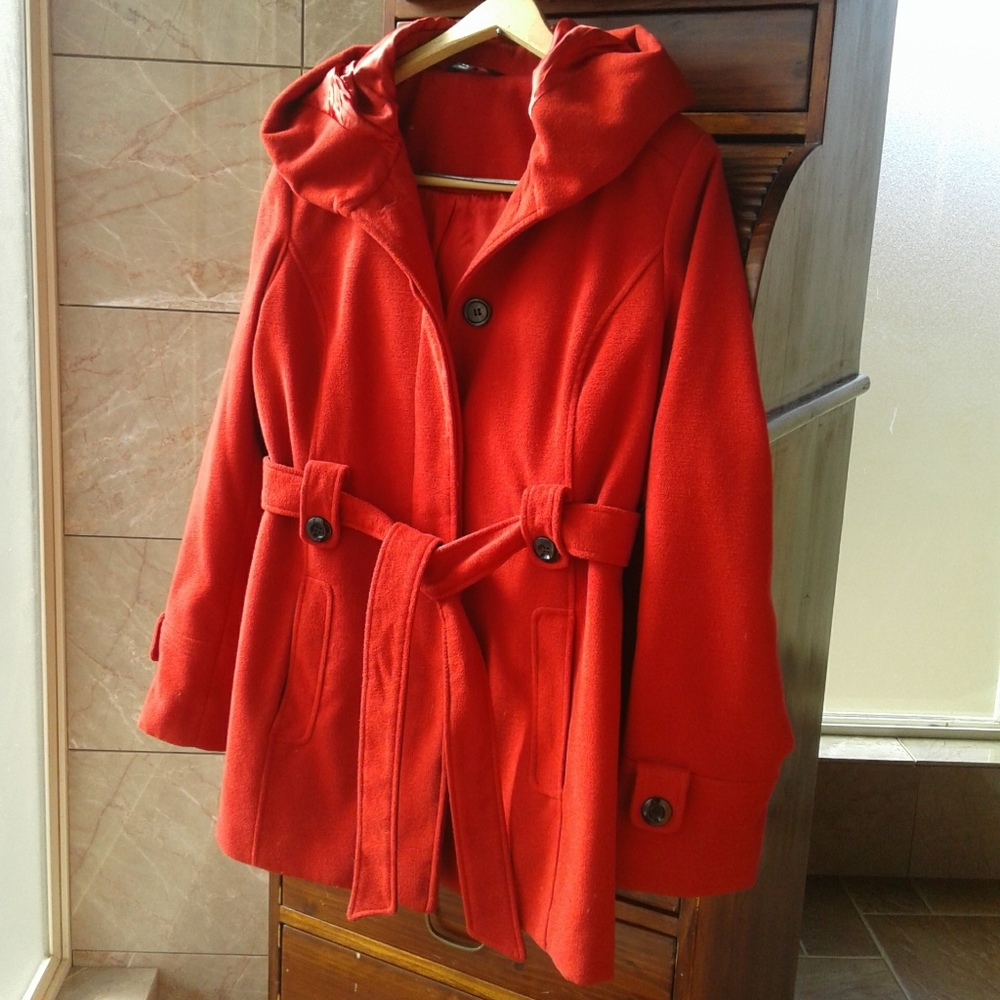 George red hooded fully lined coat.